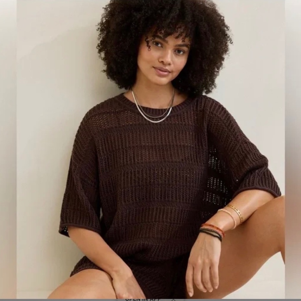 Aerie Crochet Oversized Knit Sweater or Coverup